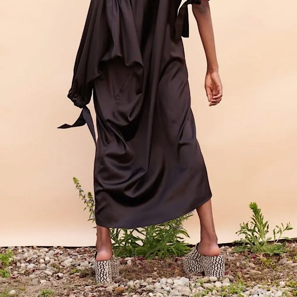 Zara Yute Mia Platform Slide Sandals Black and Beige New - Picture 4 of 13